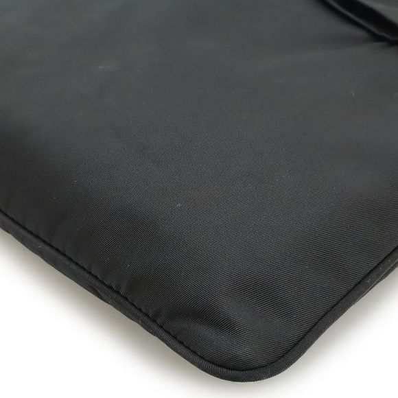 Prada Ribbon Motif Shoulder Bag Pochette Crossbody Nylon Leather NERO Black - Picture 3 of 9